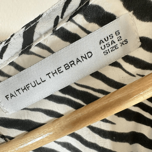 Faithfull The Brand Marie Louise Midi Dress Blance Zebra Animal Print Size US 2 - Picture 14 of 16
